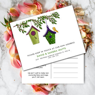 Cartão Postal De Anúncio Caixas de pássaros mudam de endereço que mudamos