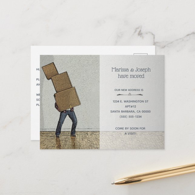 Cartão Postal De Anúncio Caixas Movimentadas Engraçadas Nova Casa (Frente/Verso In Situ)