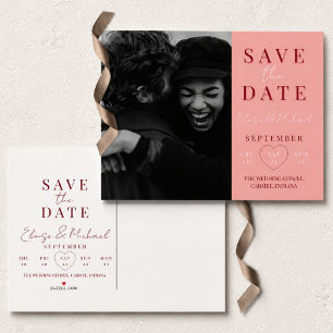Cartão Postal De Anúncio Calendário Cor-de-Rosa Elegante Foto Casamento Sal