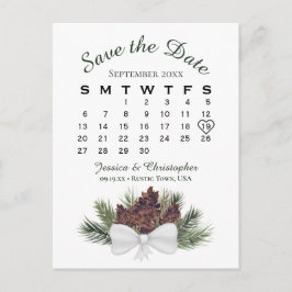 Cartão Postal De Anúncio Calendário de Casamento com Buquê de Pinecone - Sa