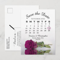 Calendário de Casamento de Rosa Magenta Plum Salve