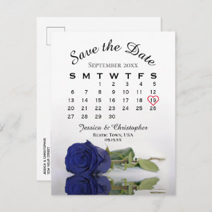 Cartão Postal De Anúncio Calendário de Casamento do Rosa Azul do marinho Sa