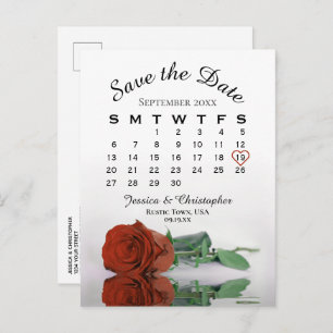 Cartão Postal De Anúncio Calendário de Casamento do Rosa Laranja Rust Salva