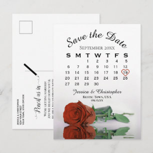 Cartão Postal De Anúncio Calendário de Casamento Rosa Laranja Enferrujado -