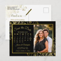 Calendário de Foto de Black & Gold para Casamento