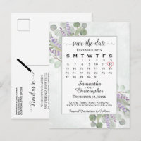 Calendário de Noivado Save the Date Eucalipto Bran