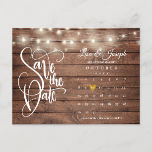 Cartão Postal De Anúncio Calendário Luzes Rústicas Código QR Foto Salve a D