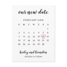 Calendário Simples Coração Vermelho Casamento Muda