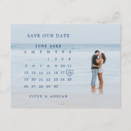 Cartão Postal De Anúncio Calendário Simples de Foto de Casamento Salve a Da