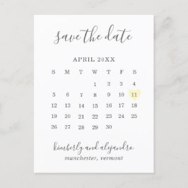 Cartão Postal De Anúncio Calendário Simples Pastel Amarelo Coração Salve a