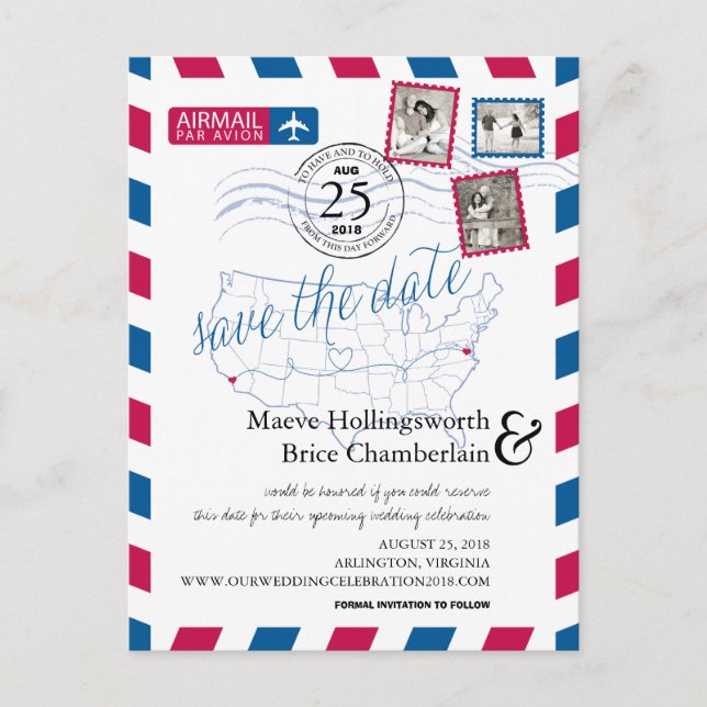 Cartão Postal De Anúncio California Virginia Location Airmail Salvar Data (Frente)