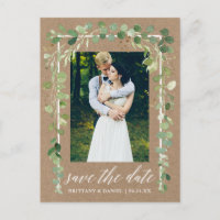 Caligrafia Botânica Salvar a Data Kraft