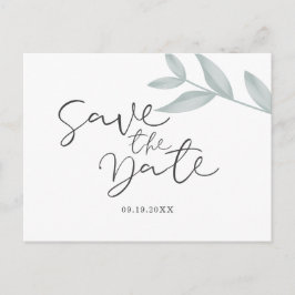 Cartão Postal De Anúncio Caligrafia Casamento Botânico Salve a Data