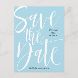 Cartão Postal De Anúncio Caligrafia | Casamento moderno de White Azure