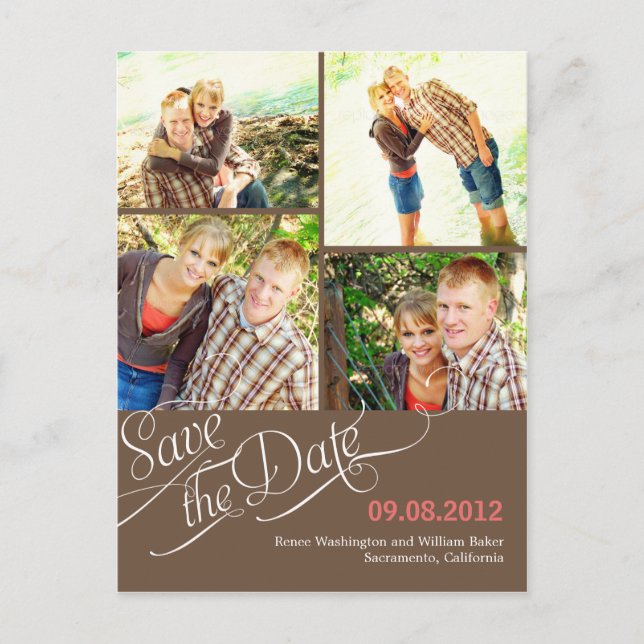 Cartão Postal De Anúncio Caligrafia Chic Salve O Cartão-Postal De Data - Ma (Frente)