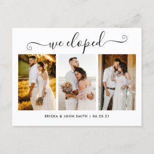 Cartão Postal De Anúncio Caligrafia Elegante Elopement Fotográfico