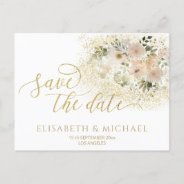 Cartão Postal De Anúncio Caligrafia floral romântica suave