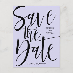 Cartão Postal De Anúncio Caligrafia Negrita   Casamento moderno violeta pre