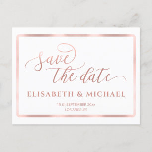 Cartão Postal De Anúncio Caligrafia romântica minimalista do quadro de ouro