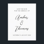 Cartão Postal De Anúncio Caligrafia Simples, Negra e Branca Moderna S<br><div class="desc">A design simples,  moderna e limpa deste cartão Salvar a Data permite que seus convidados saibam que o casamento será um evento elegante com cores pretas e brancas. Este moderno salvará a data irá ajustado qualquer tema.</div>