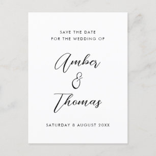 Cartão Postal De Anúncio Caligrafia Simples, Negra e Branca Moderna S