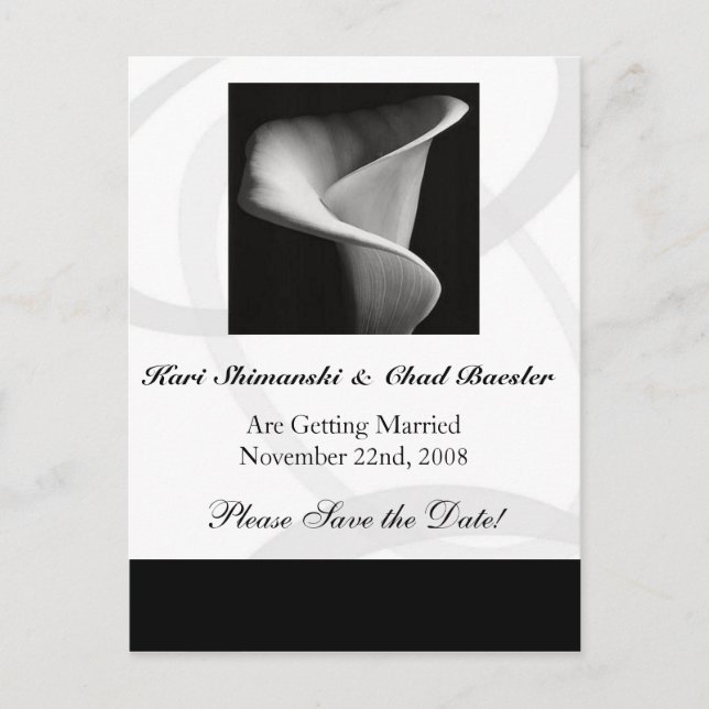 Cartão Postal De Anúncio CallaLily Salvar a Data (Frente)