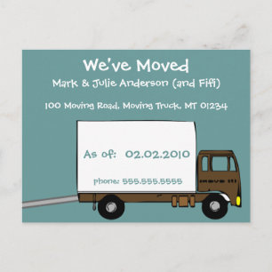 Cartão Postal De Anúncio Caminhão de Movimento Teal Bonito Estamos Movendo 