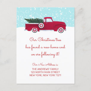 Cartão Postal De Anúncio Caminhão Vermelho Divertido em Estilo Retrô se Mov