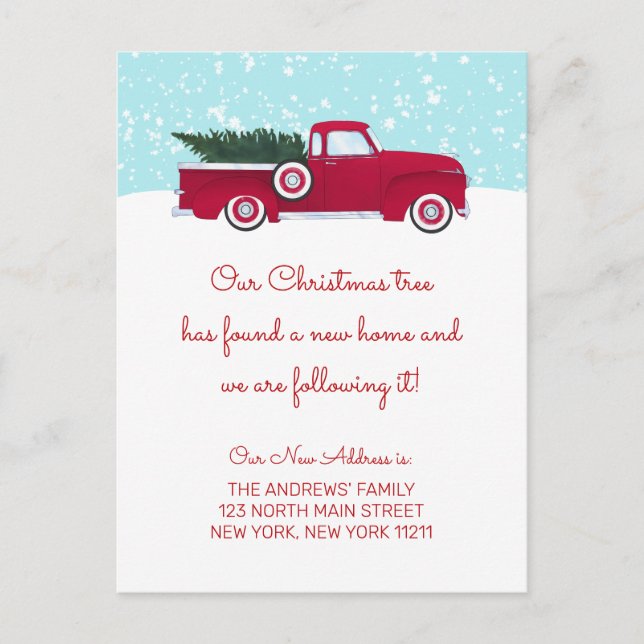 Cartão Postal De Anúncio Caminhão Vermelho Divertido em Estilo Retrô se Mov (Frente)