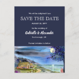 Cartão Postal De Anúncio Caminho ao Luar Pintura em Aquarela Casamento Salv