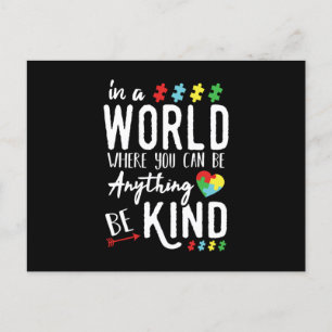 Cartão Postal De Anúncio Camisas de Consciência Autismo - Seja gentil com 