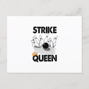 Cartão Postal De Anúncio Camiseta engraçada da rainha do strike de boliche 