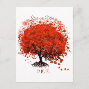 Cartão Postal De Anúncio Camisetas de Casamento Red Tree, Presentes, Adesiv