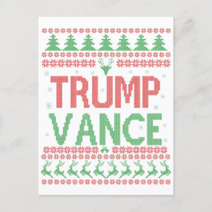 Cartão Postal De Anúncio Camisola de Natal Feia Trump Vance Republicano Xma
