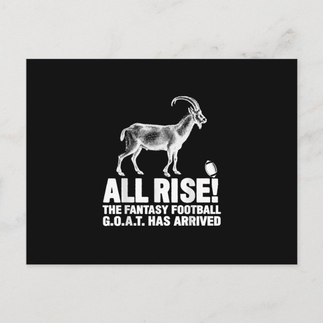 Cartão Postal De Anúncio Campeão da Liga Fantasy Futebol Goat Gift (Frente)