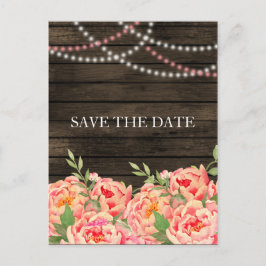 Cartão Postal De Anúncio Camponês Rústico Peônia Celeiro Madeira Casamento