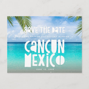 Cartão Postal De Anúncio Cancun Mexico Beach Wedding Save the Date (Cancún