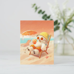 Cartão Postal De Anúncio Canino de Sorriso - Modo de Praia Ativado
