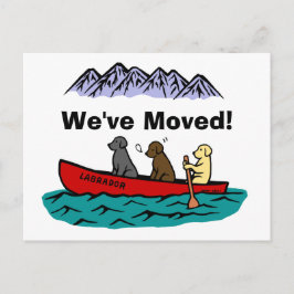 Cartão Postal De Anúncio Canoagem Labrador Retrievers Novo Endereço