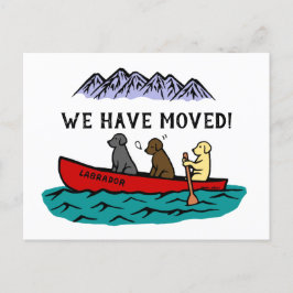 Cartão Postal De Anúncio Canoagem Labrador Retrievers Novo Endereço