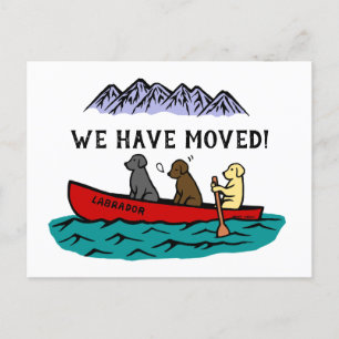 Cartão Postal De Anúncio Canoagem Labrador Retrievers Novo Endereço