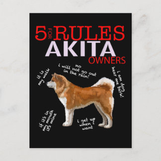 Cartão Postal De Anúncio Cão Akita | 5 Regras do Proprietário de Cão Akita