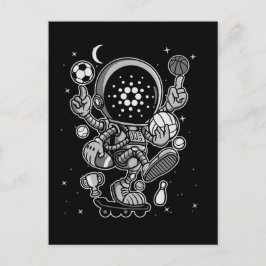 Cartão Postal De Anúncio Cardano Moeda-Cripto Astronauta