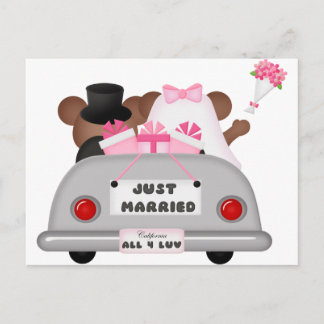 Cartão Postal De Anúncio Carro de Casamento - Recem casados