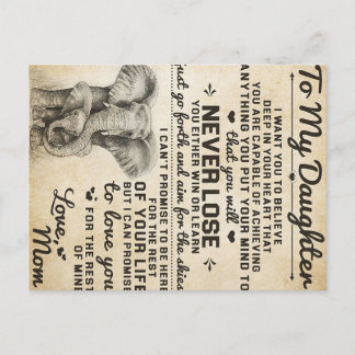 Cartão Postal De Anúncio Carta Adorável Para a Filha | Presente Encantador