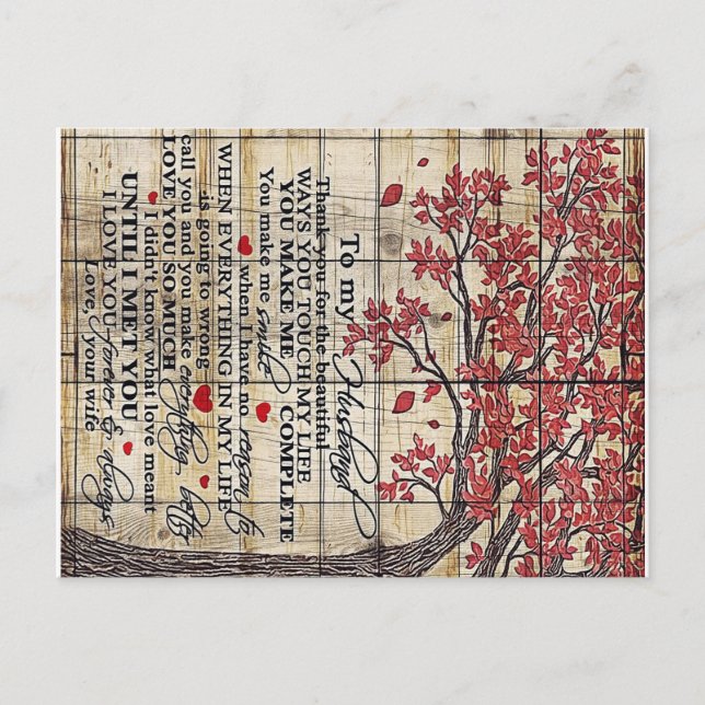 Cartão Postal De Anúncio Carta Para Meu Marido, Presente de Nova Casa (Frente)