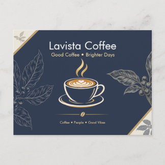 Cartão Postal De Anúncio Cartão de agradecimento de café elegante em azul m