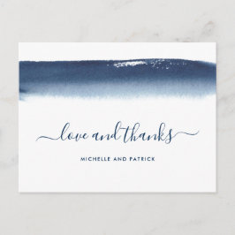 Cartão Postal De Anúncio Cartão de Agradecimento de Casamento Azul Marinho 