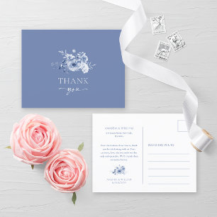 Cartão Postal De Anúncio Cartão de Agradecimento de Casamento com Floral Az