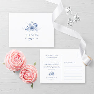 Cartão Postal De Anúncio Cartão de Agradecimento de Casamento com Flores Az